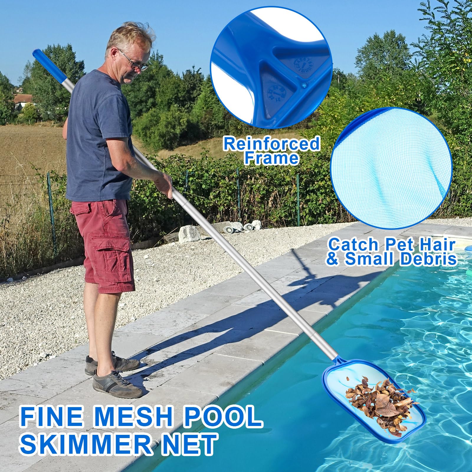 Potchen kit in use demonstrates extended reach and wide sweeping action for efficiency.