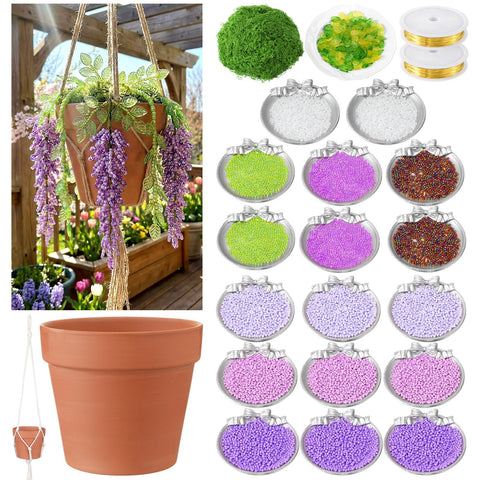 Potchen Wisteria beaded planter assembly for a complete DIY kit