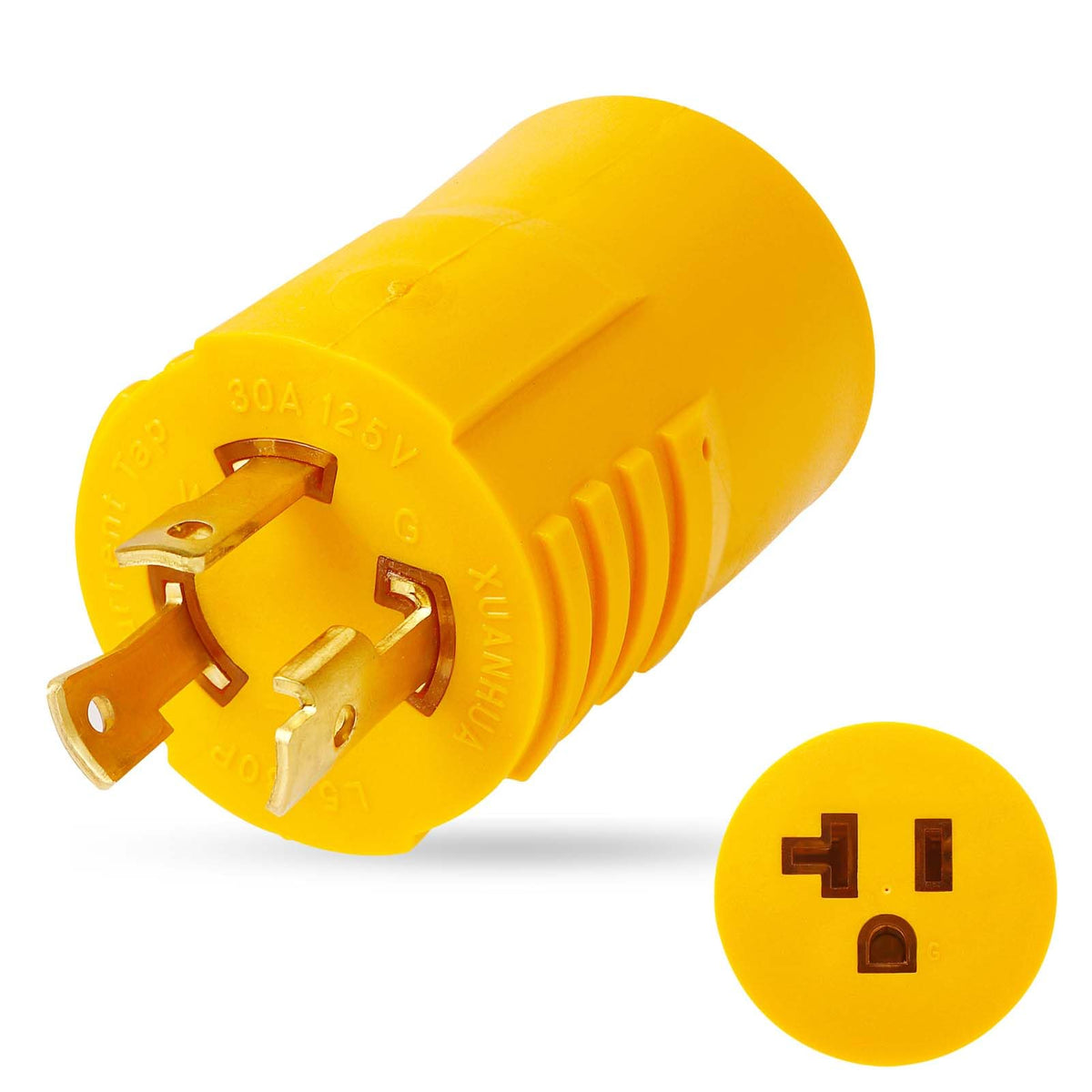 Potiarey L5-30P to 5-15R adapter plug for RV shore power with secure locking connection