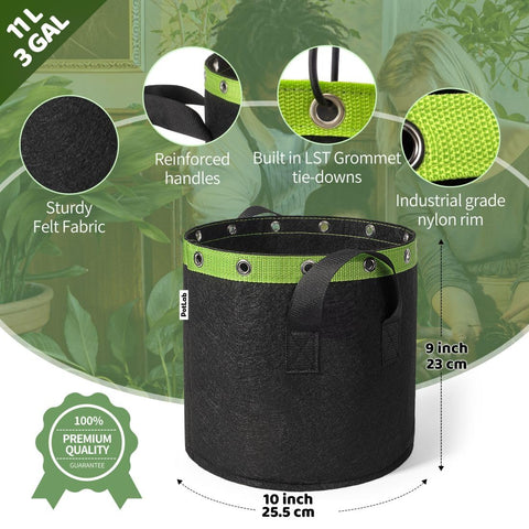 POTLAB 3-Gallon Grow Bags handles close-up highlights easy transport.