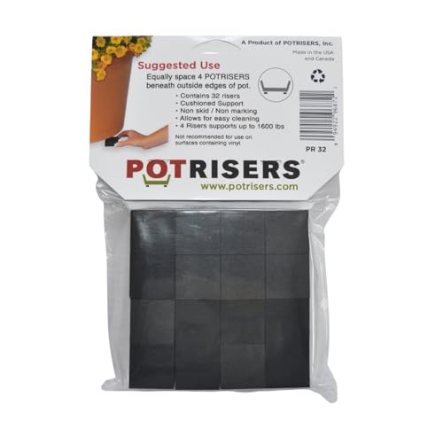 Rubberized Potrisers grip wood deck surfaces to prevent slipping.