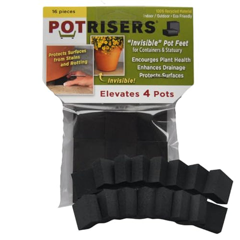 Potrisers showcase eco-friendly recycled rubber material for durable plant feet.