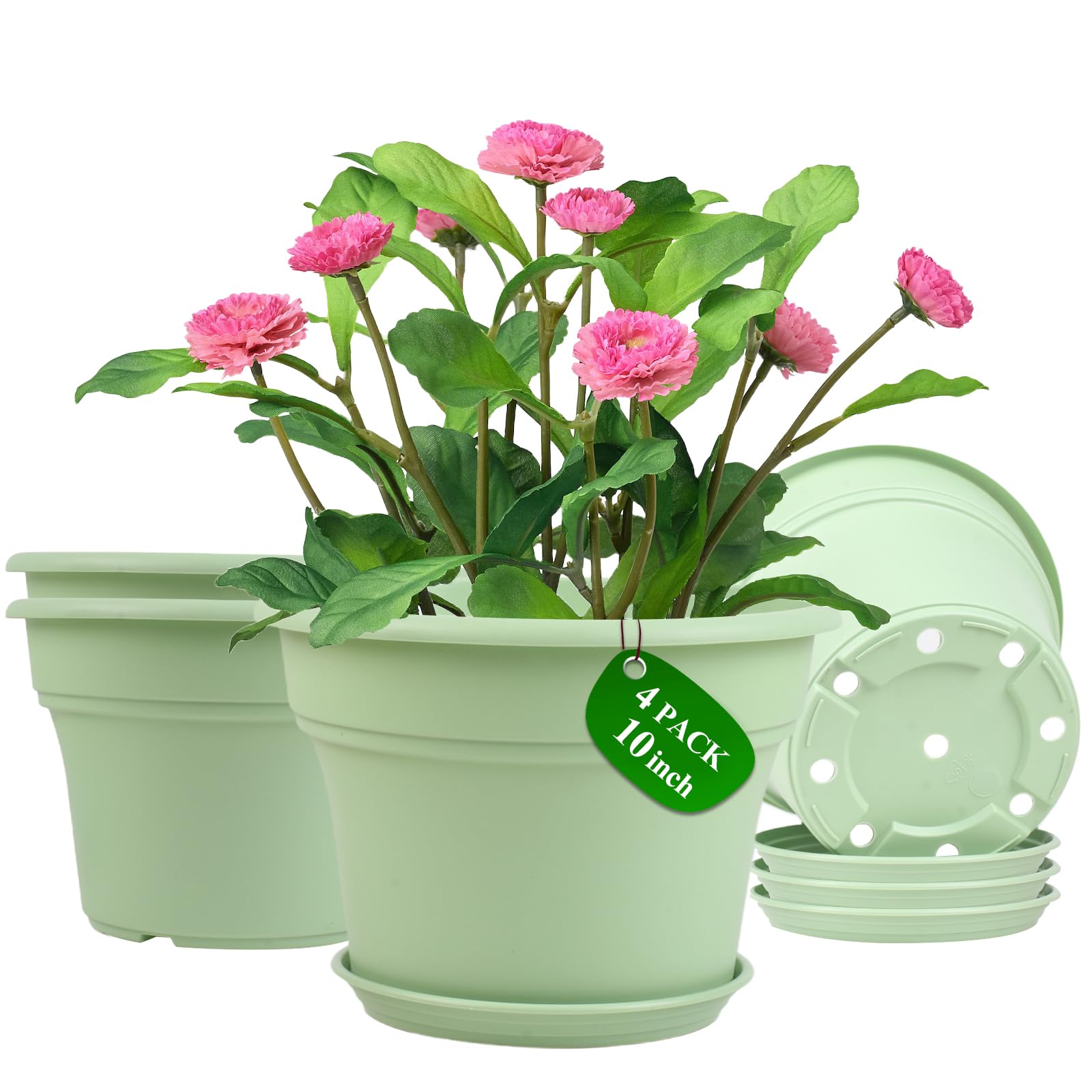 Pottiffe 10-inch plastic flower pot for indoor and outdoor use, durable and weather-resistant.