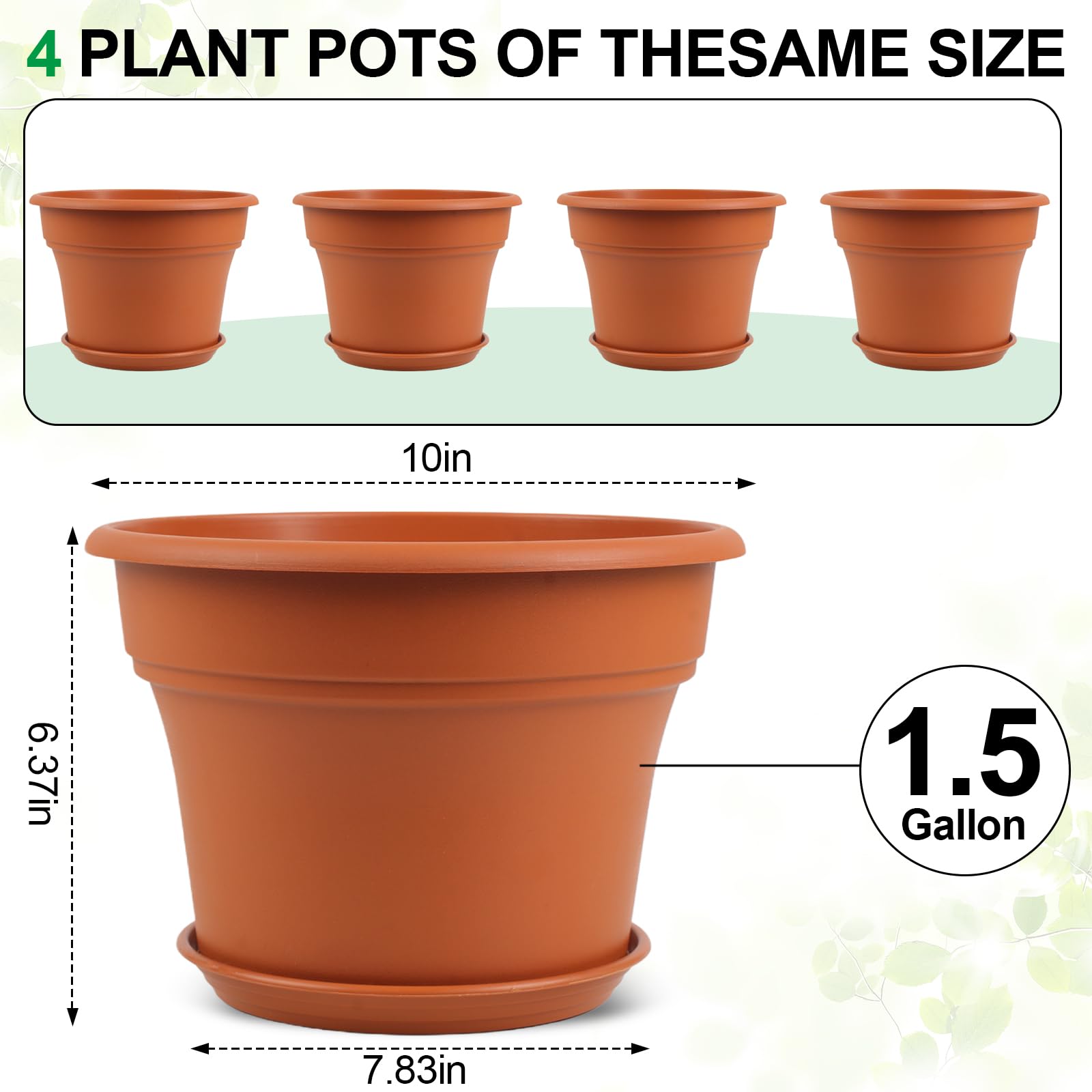Pottiffe terracotta-tone 10-inch plastic pot complements any home décor.
