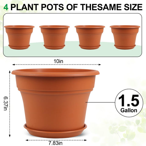 Pottiffe terracotta-tone 10-inch plastic pot complements any home décor.