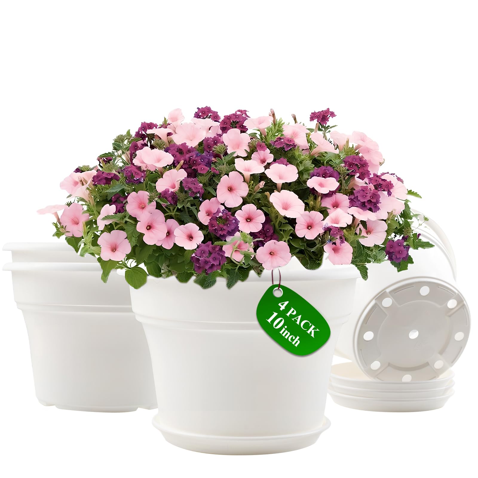 Pottiffe 10-inch white plastic flower pot for stylish indoor greenery.