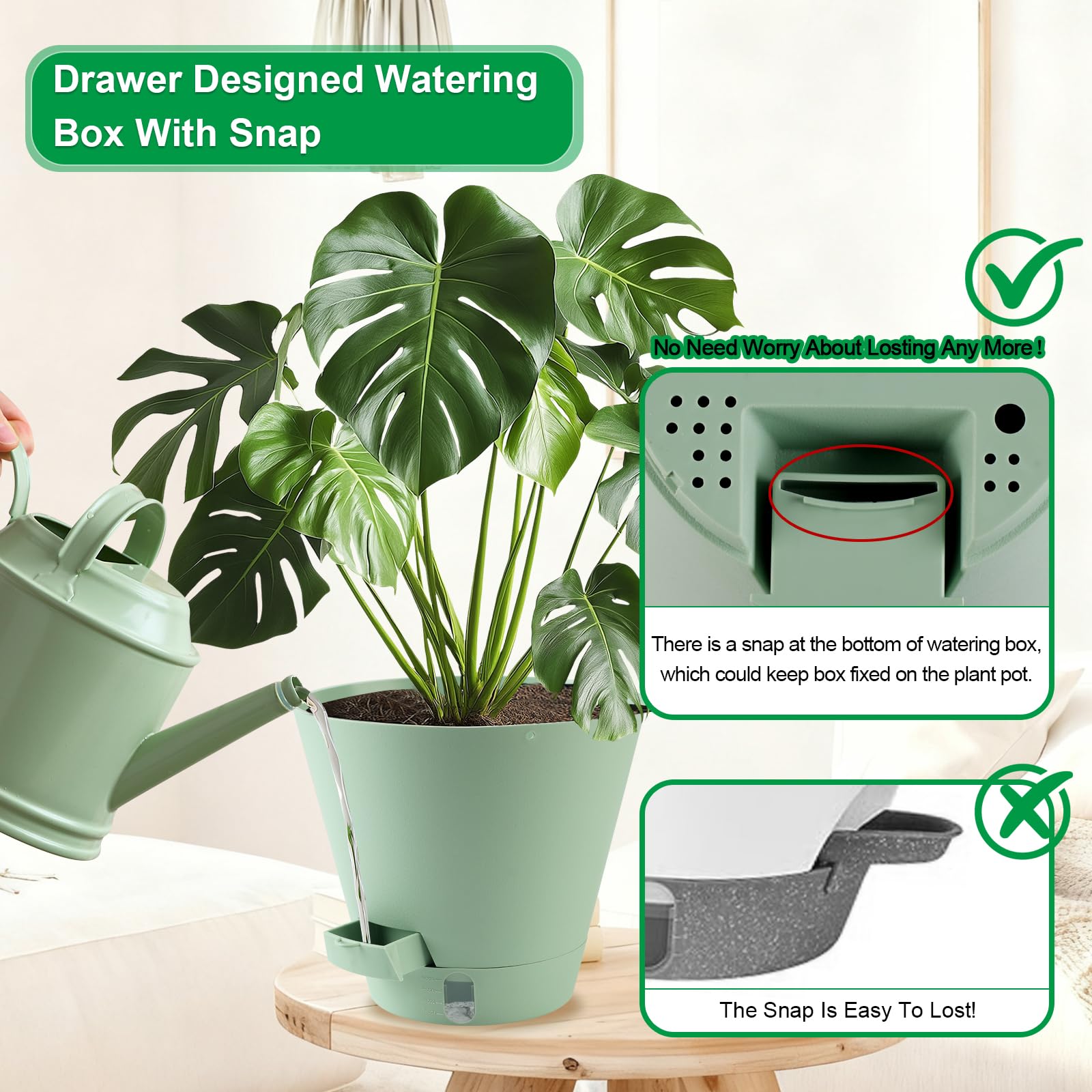 Pottiffe 8-inch plant pot with wick system for steady moisture