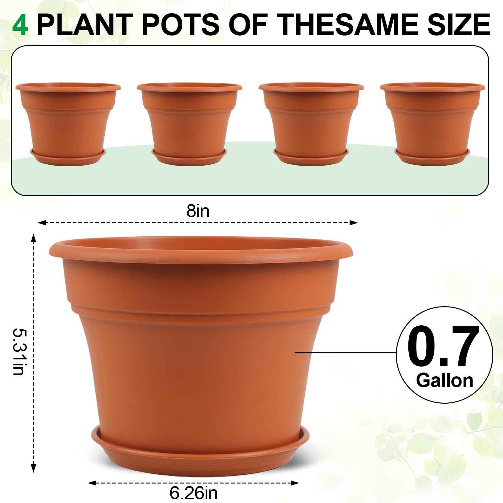 Pottiffe 8-inch planter with rolled rim for easy lifting and moving.