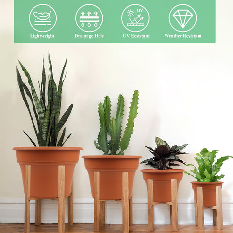 Pottiffe planters with matching saucers prevent water spills.