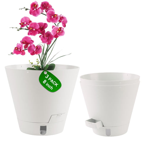 Pottiffe 8-inch self-watering pot front view for easy care