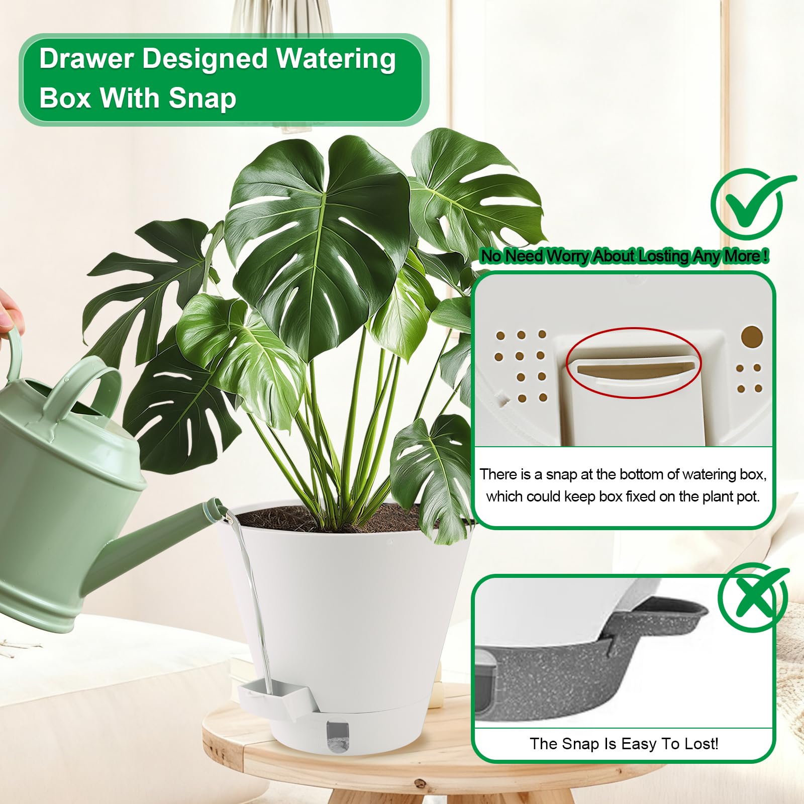 Pottiffe 8-inch premium plastic pot highlights durable, UV-resistant construction