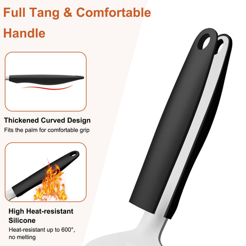 POTWIY dishwasher-safe griddle scraper for easy cleanup after grilling.