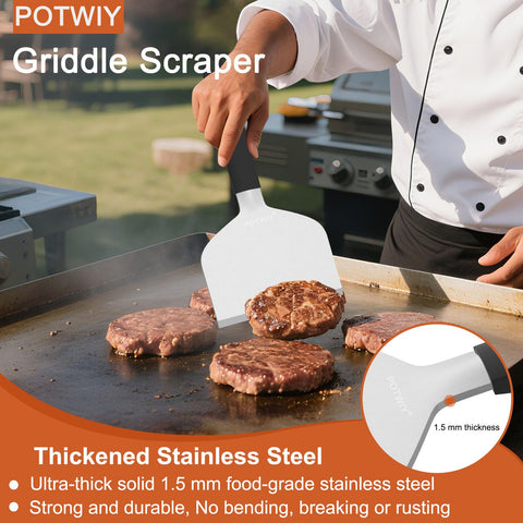 POTWIY full-tang tool with silicone handle for a comfortable, heat-resistant grip.