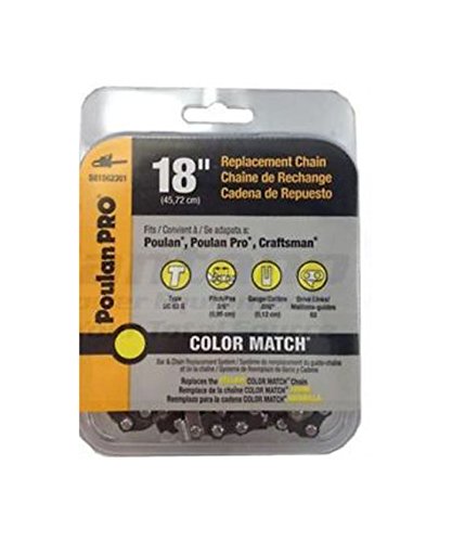 Poulan Original 581562301 18-inch chain installation on saw bar for easy replacement.