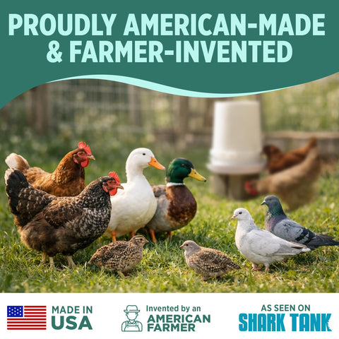 Poultry Pro Waterer helps keep the coop cleaner with reduced water waste.