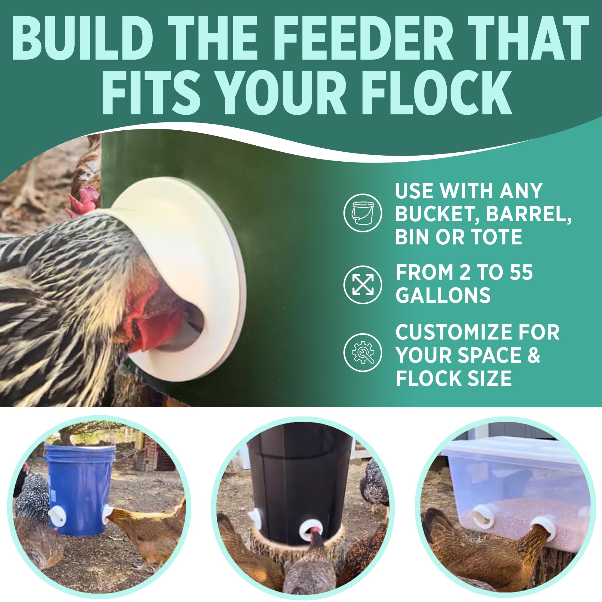 Poultry Pro Feeder hole saw included for quick installation.