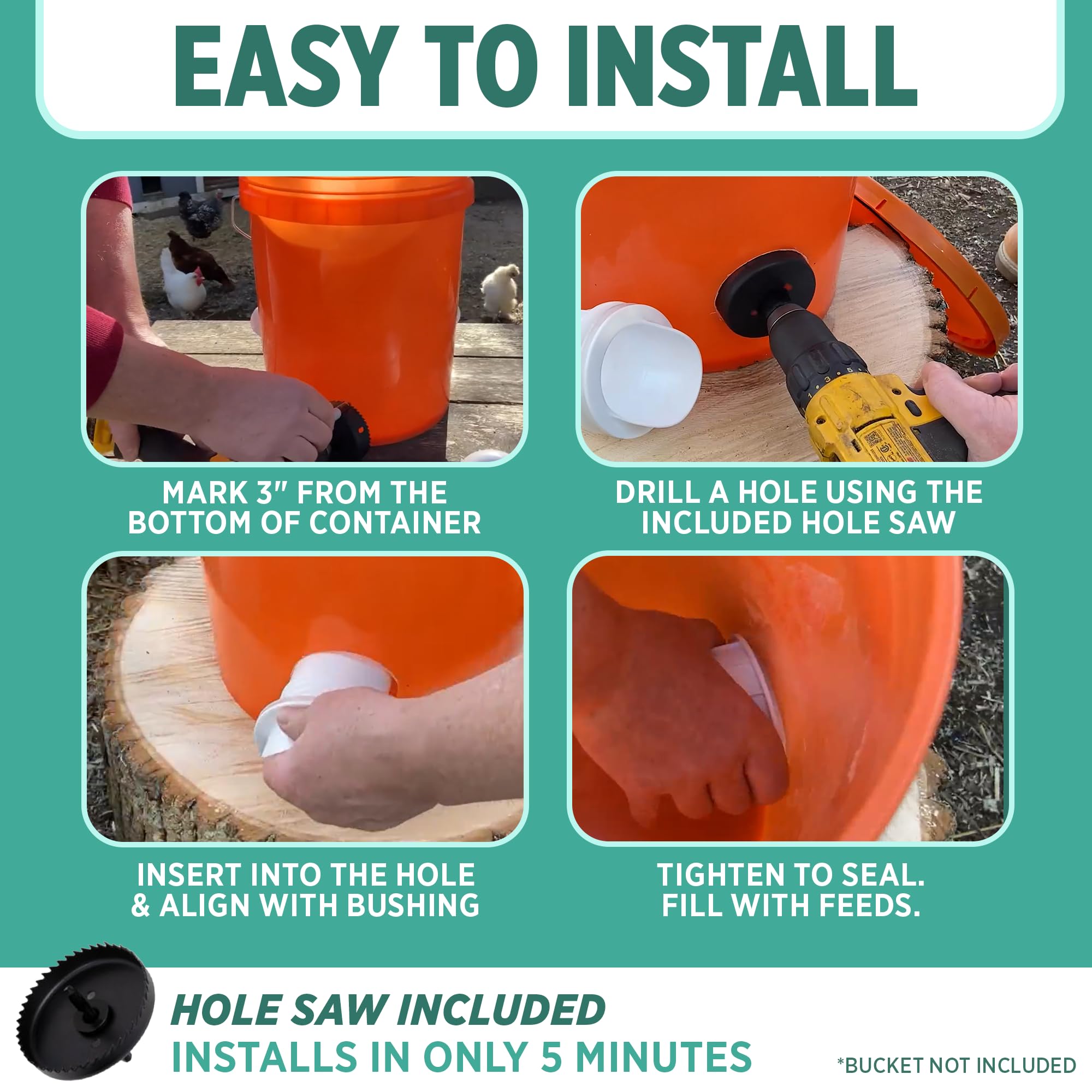 Poultry Pro Feeder in rain shows weatherproof design protecting feed.