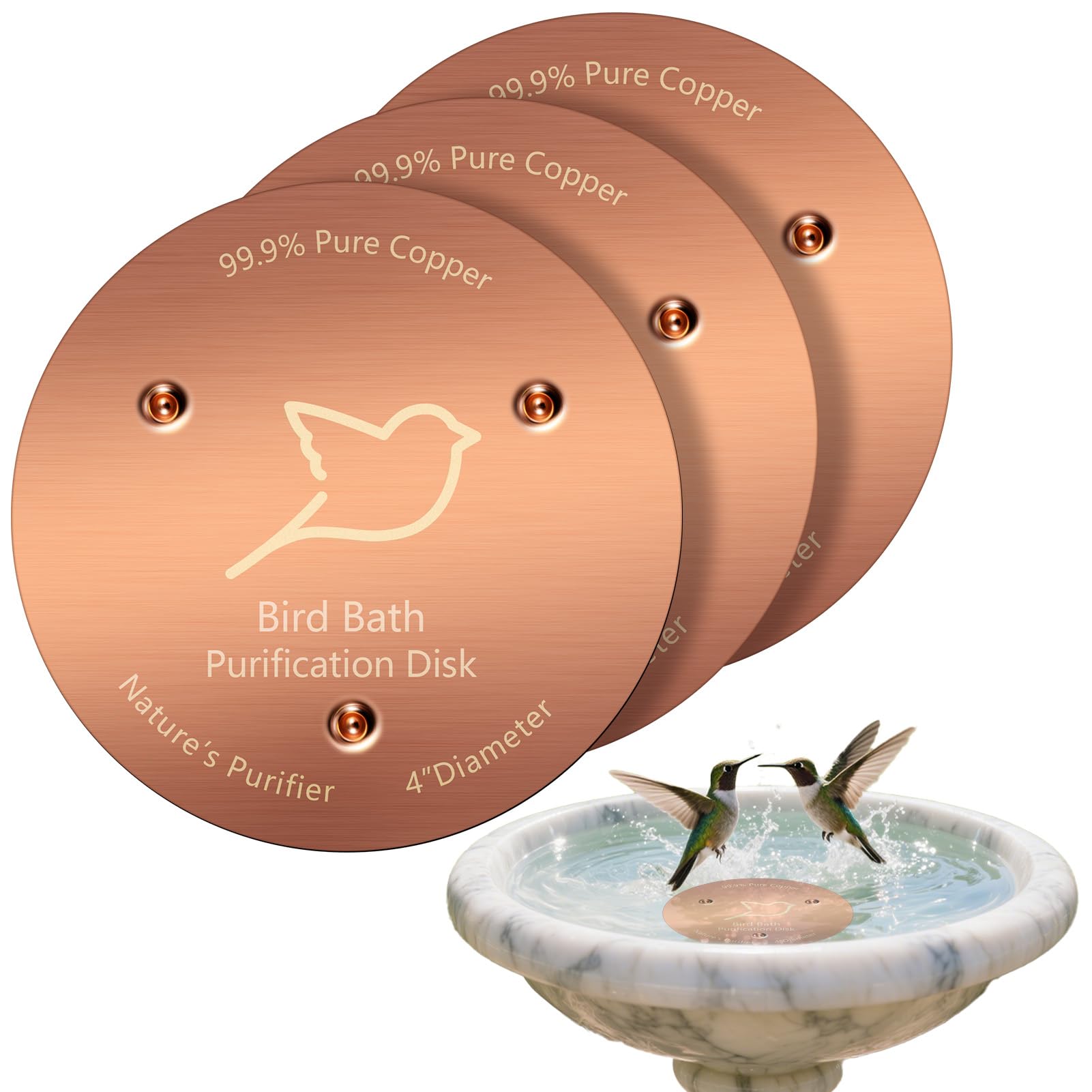POUMEE copper disk for bird bath, 1mm thick, durable outdoors