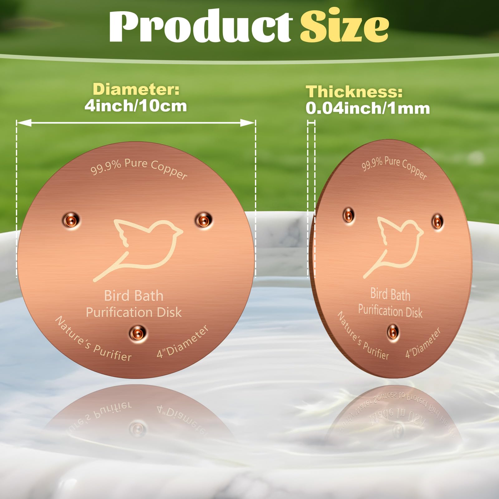 POUMEE all-season copper disk works with heaters, fountains, or bowls.