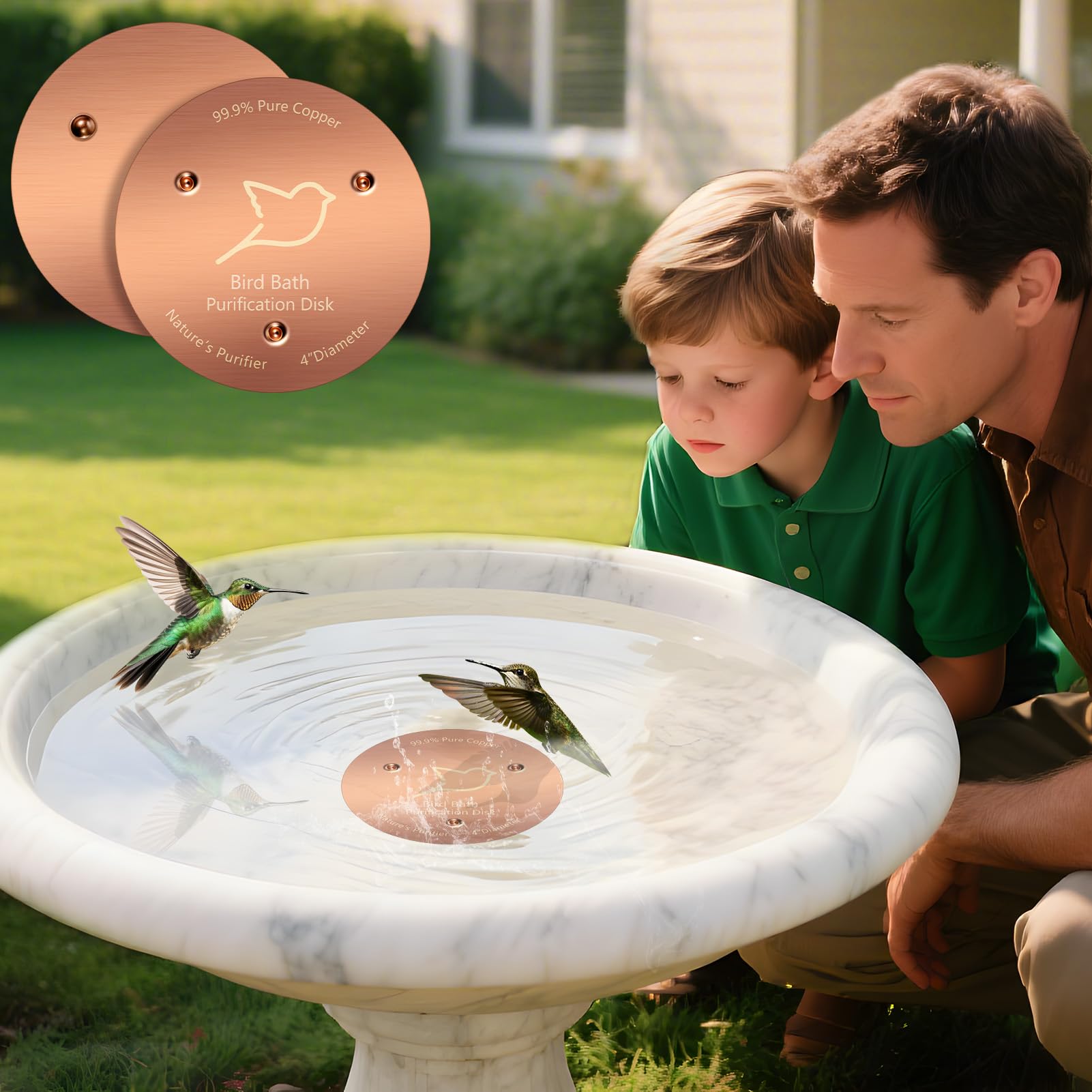 POUMEE high-purity copper disk designed for safe outdoor use with birds.