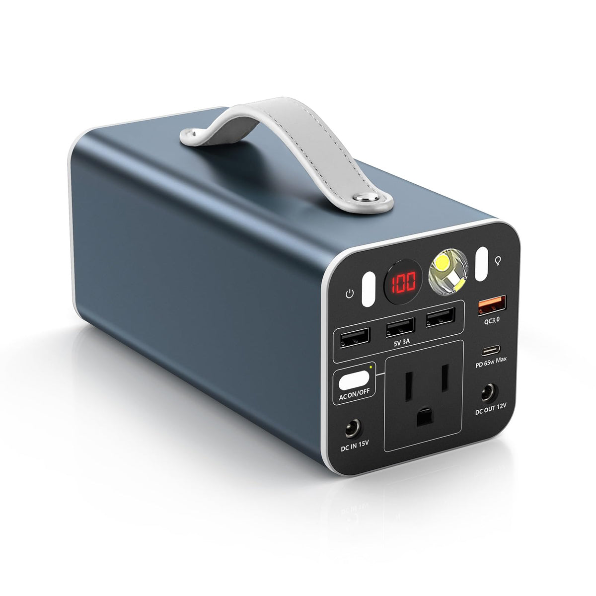Powdeom 150W portable power station front view for on-the-go charging during outdoor trips