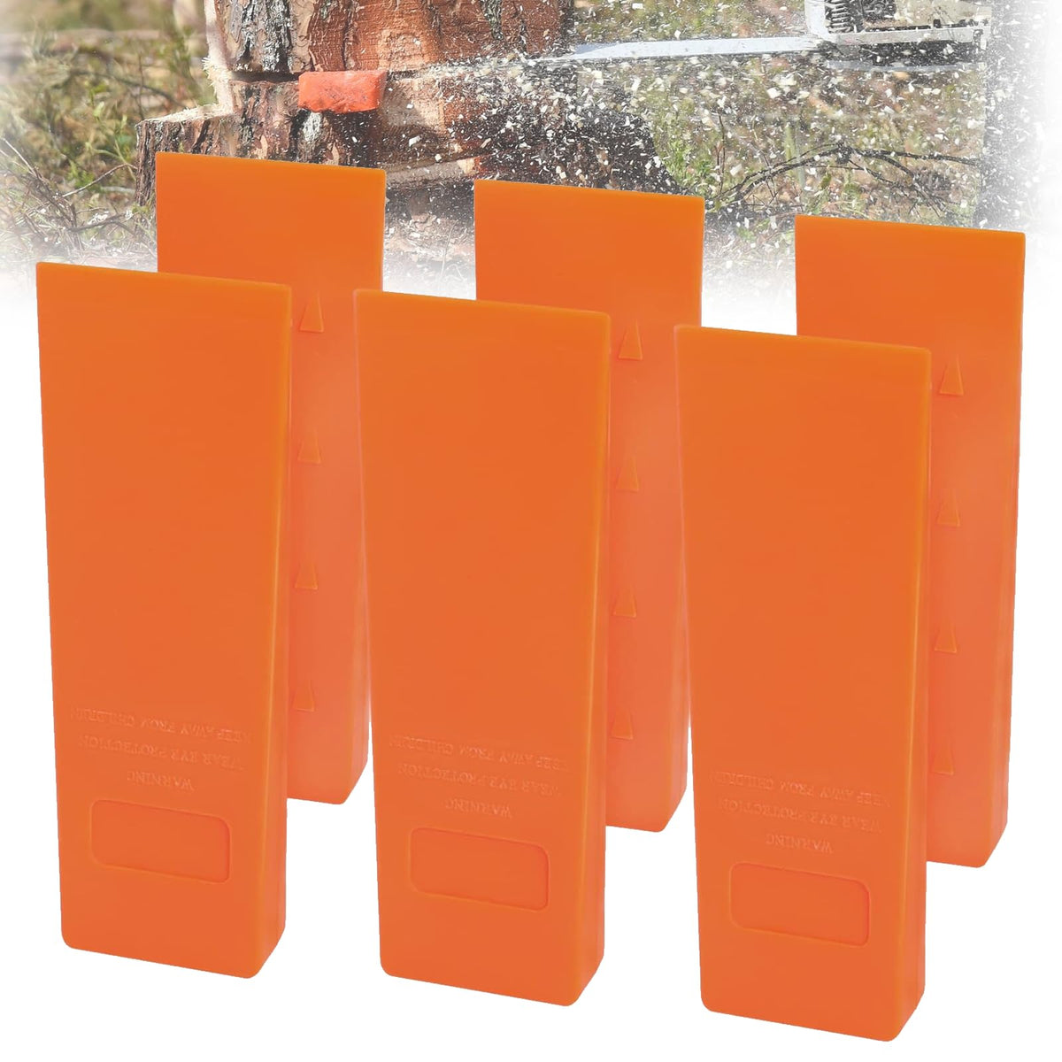 Poweka 10-inch orange wedge with spikes, easy to spot and position for safe cuts.