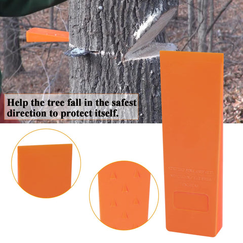 Poweka 10-inch wedge used for directing tree fall control on site.