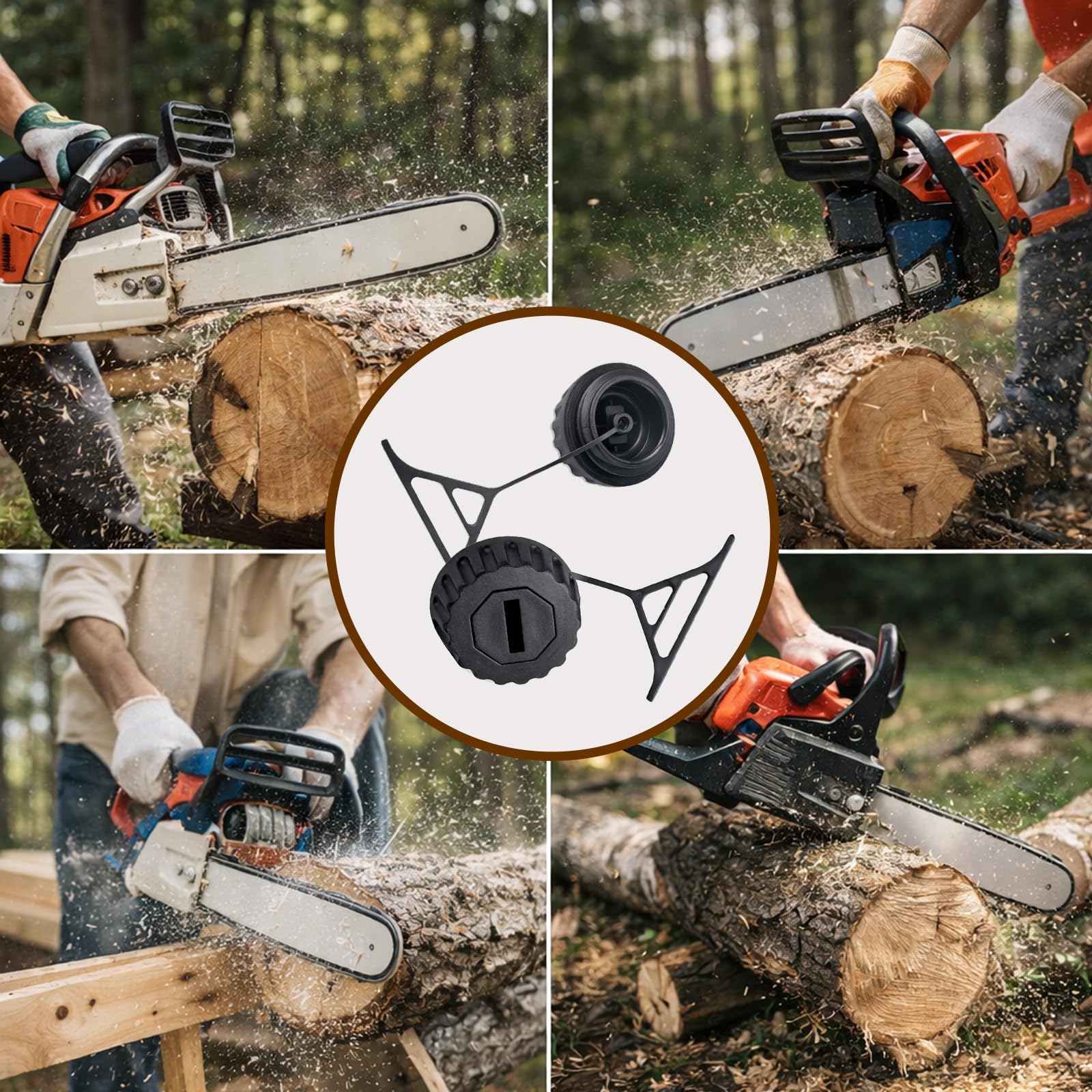 Poweka two-pack oil cap keeps a spare ready for field maintenance.