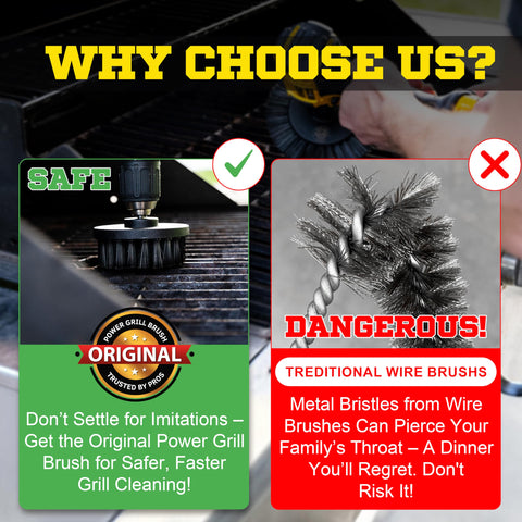 Power Grill Nylon-Safe Bristles glide over stainless steel without scratching.
