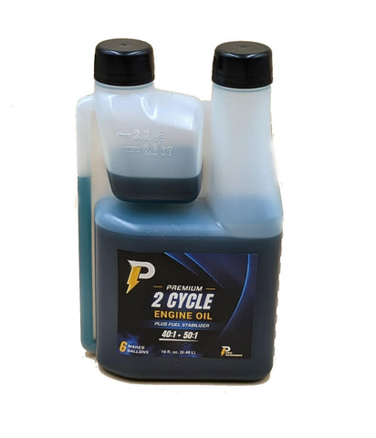 Power Performance oil bottle shows side marks for ounces and milliliters.