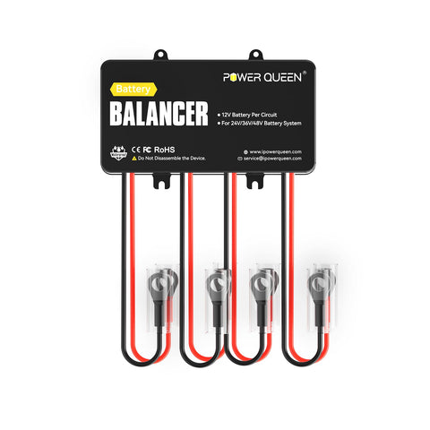 Power Queen 48V battery balancer front view for compact RV use.