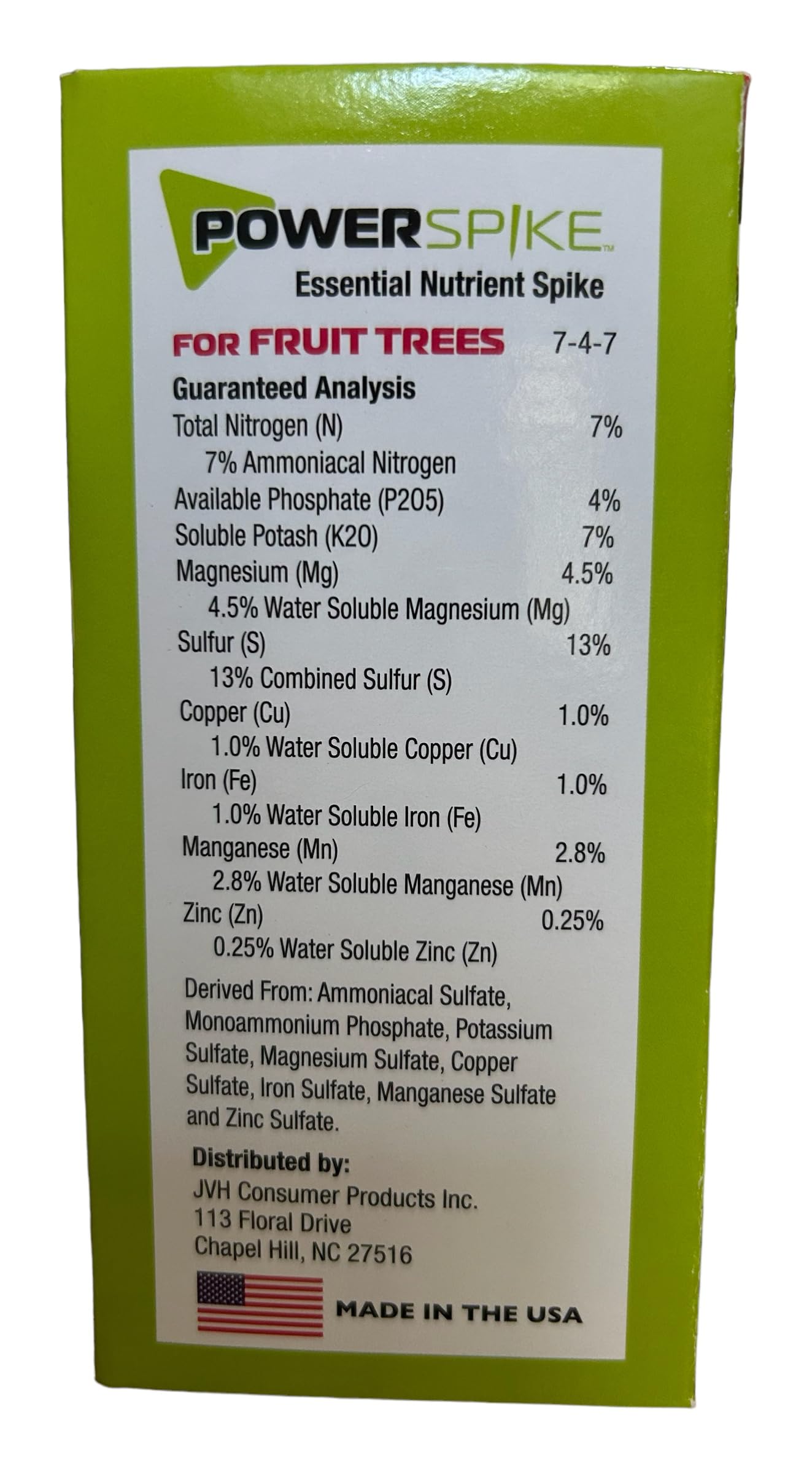 Power Spike branding image emphasizes a trusted fruit tree nutrient solution.