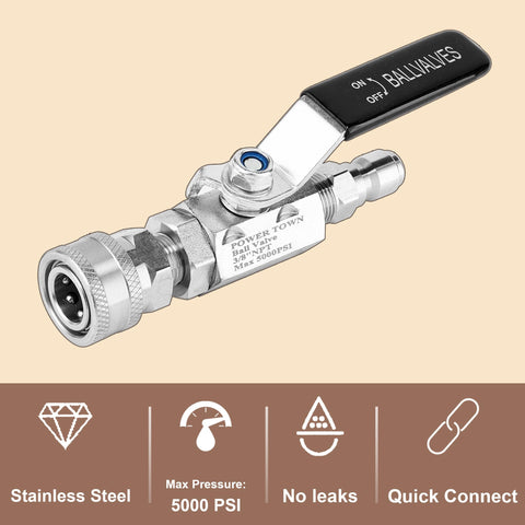 POWER TOWN ball valve on-off lever provides convenient water control during tasks.