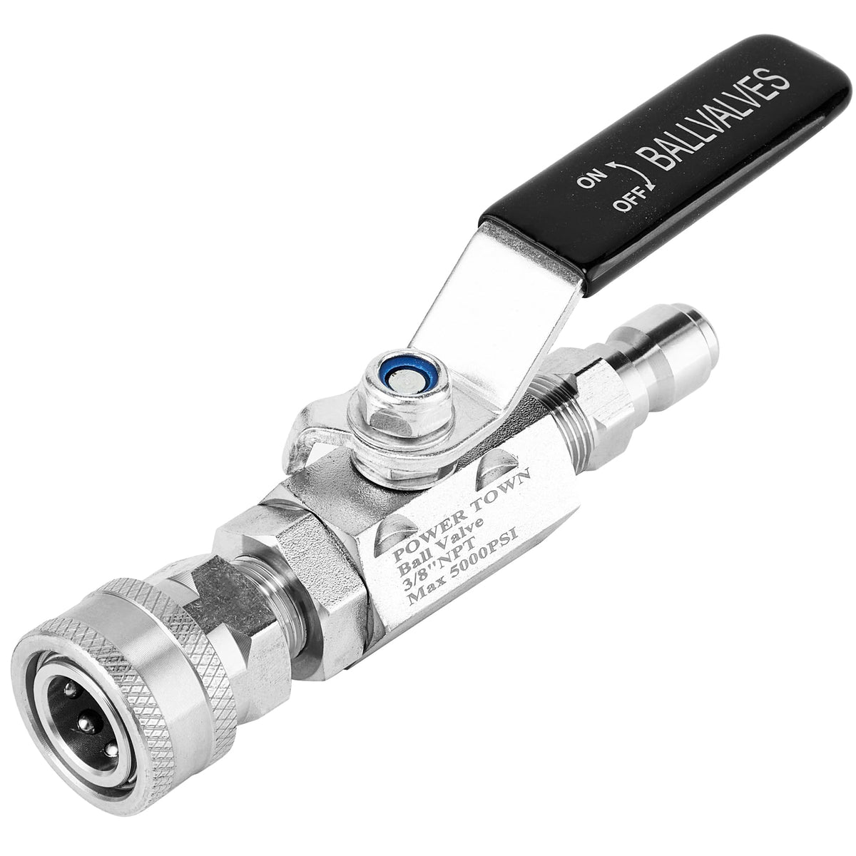 POWER TOWN ball valve pressure washer enables quick attachment changes for faster cleaning.