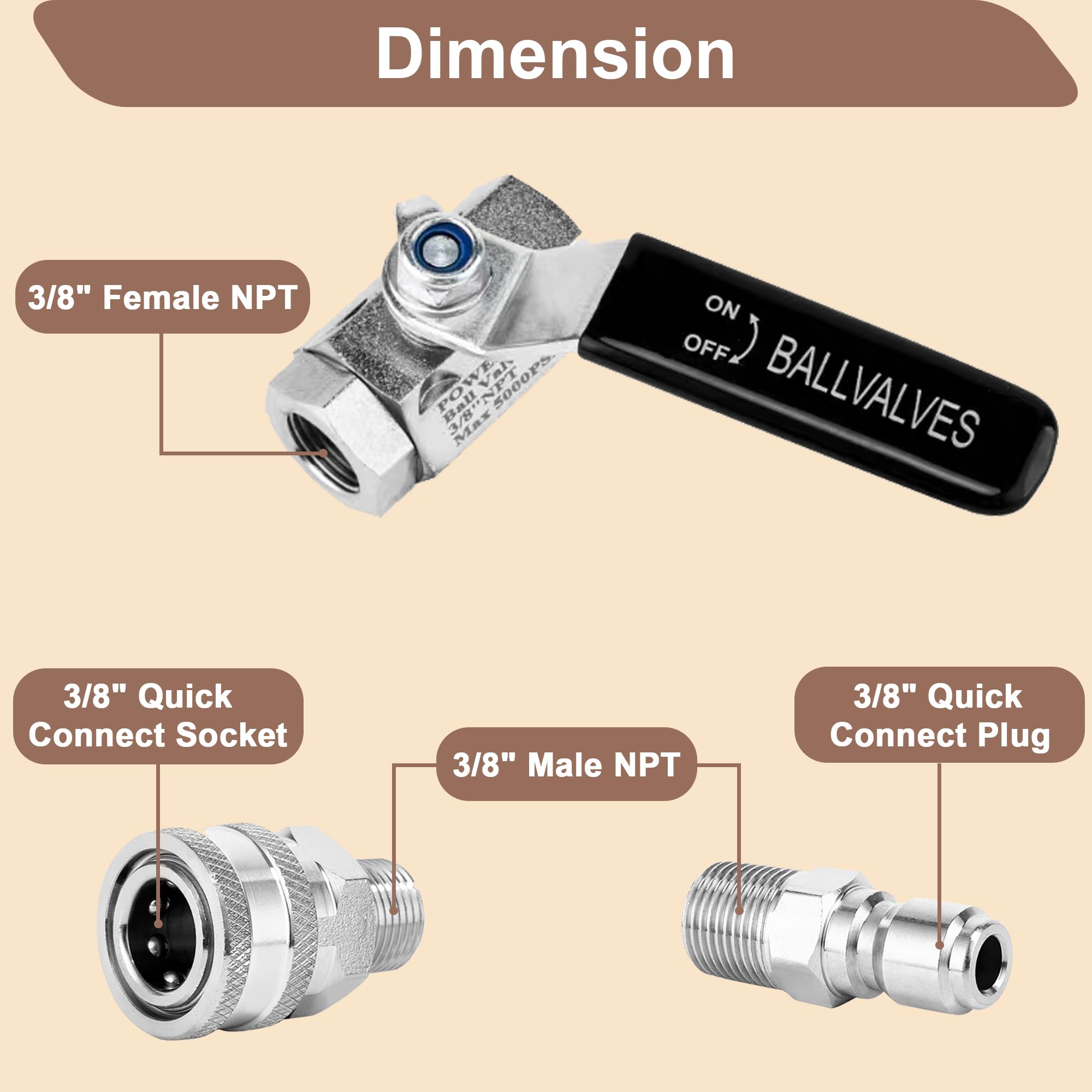 POWER TOWN 3/8-inch quick-connect ensures fast hose setup for quick work.