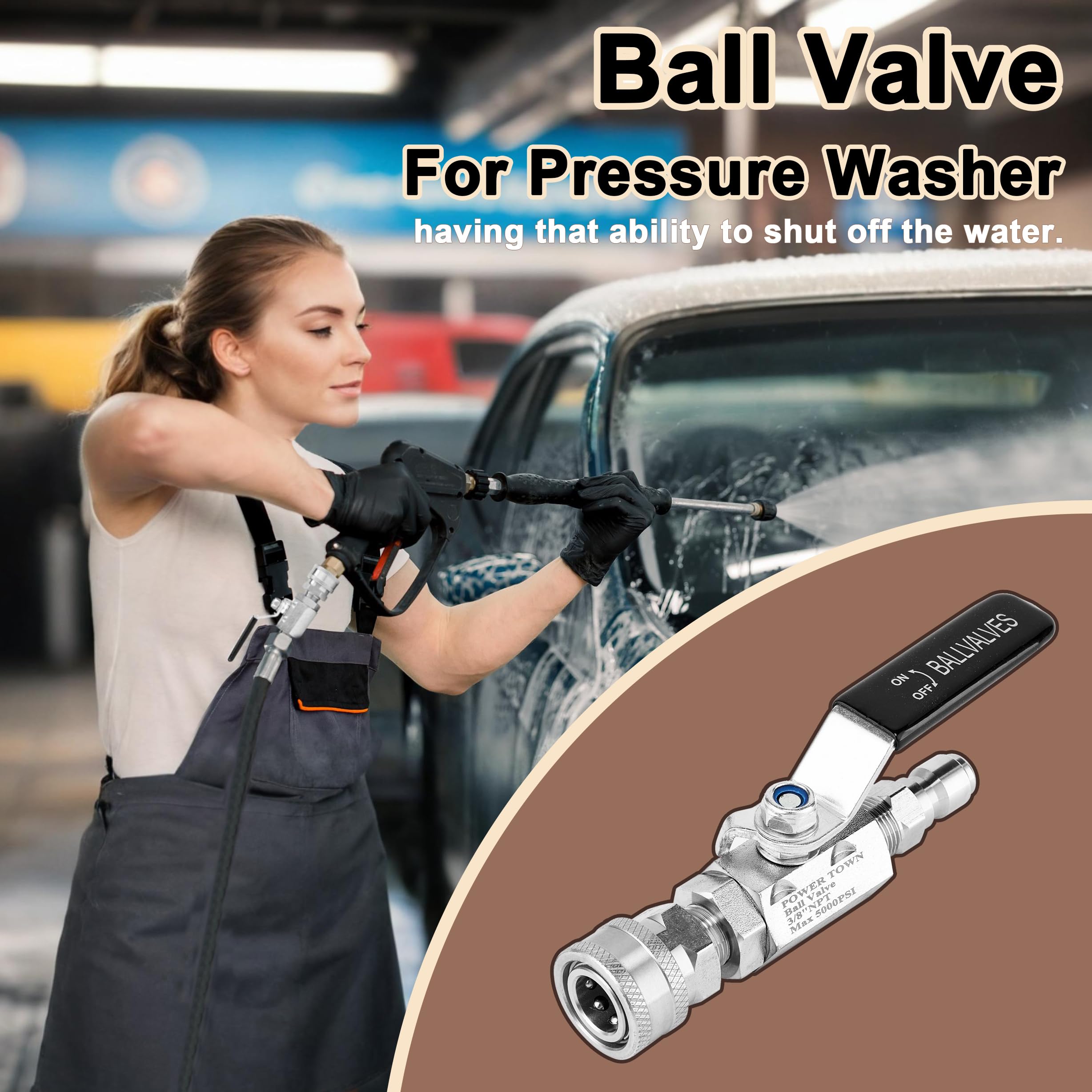 POWER TOWN stainless steel body resists rust and leaks for long-lasting reliability.