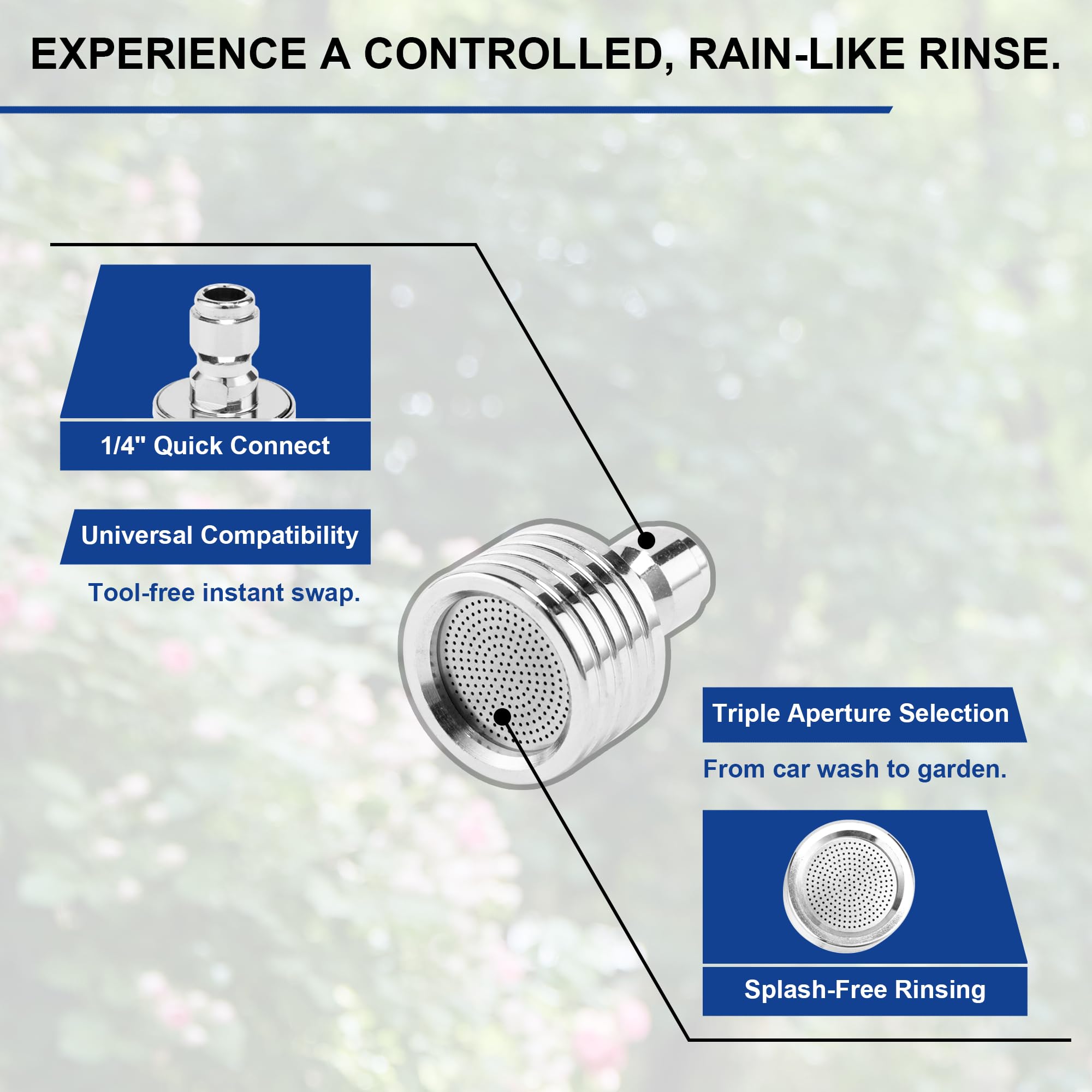 Power Town nozzle brass and stainless steel build for outdoor durability.