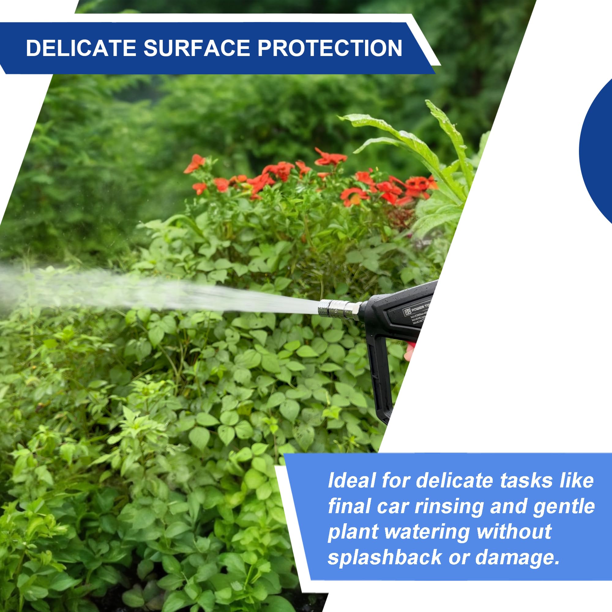 Power Town nozzle suitable for car detailing and garden watering tasks.