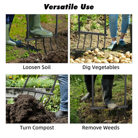 Powerber Broadfork with 5 tines designed for strong soil penetration