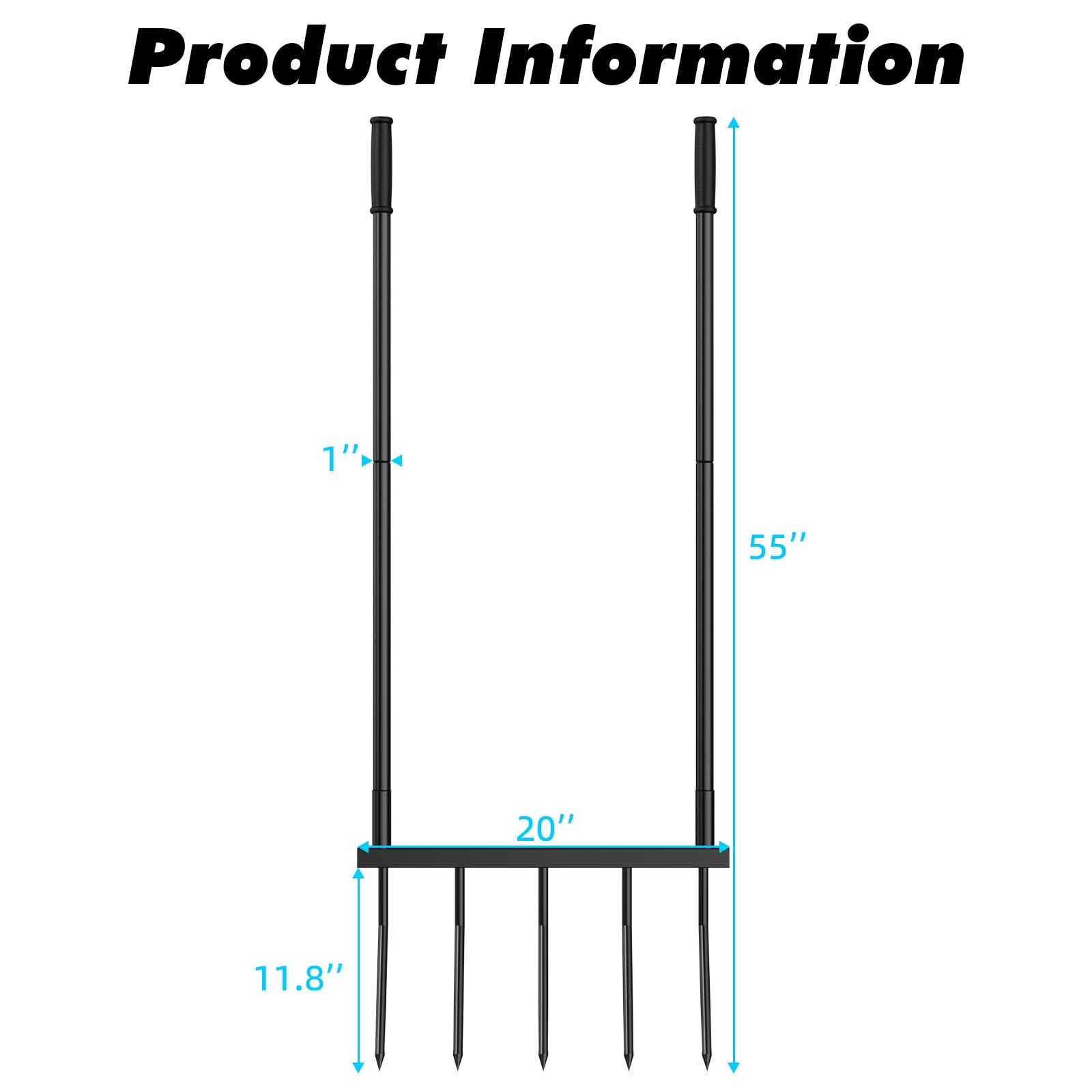 Powerber Broadfork wide foot bar for easy leverage and deeper penetration