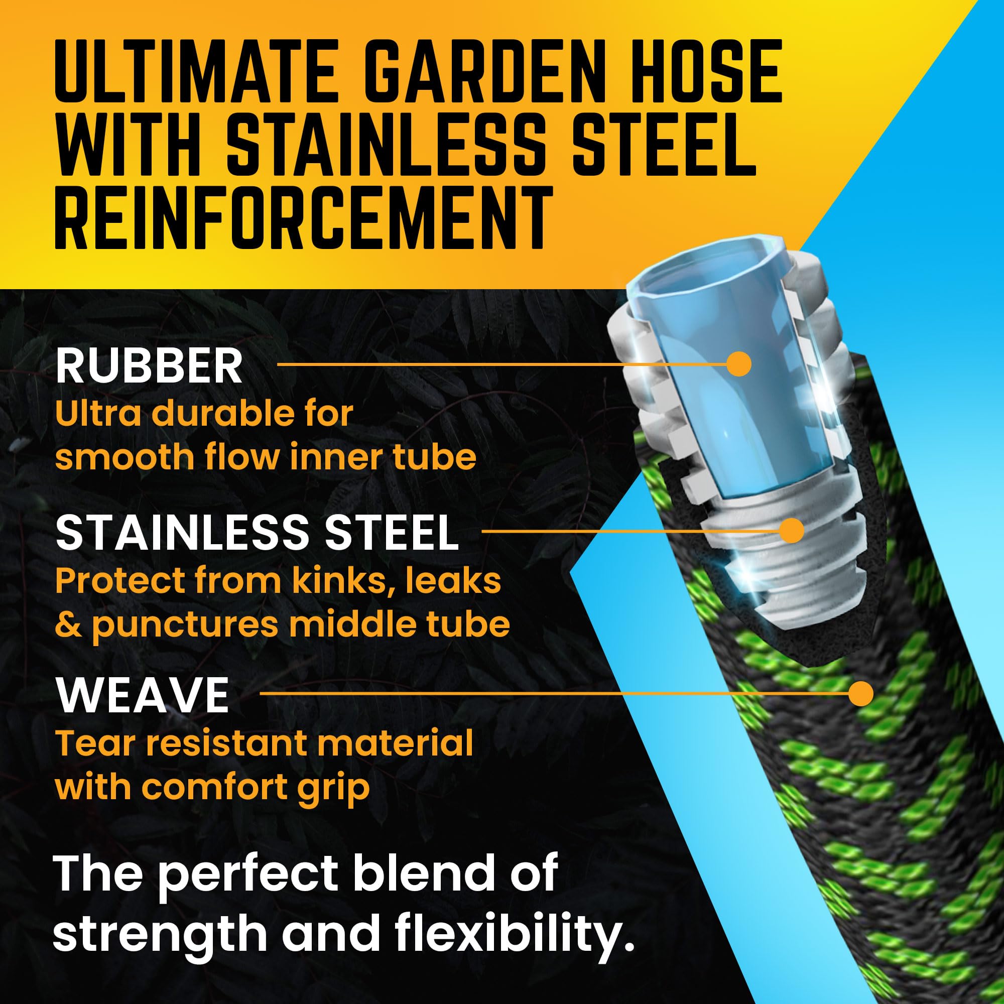 PowerFlow green hose shown for residential garden use
