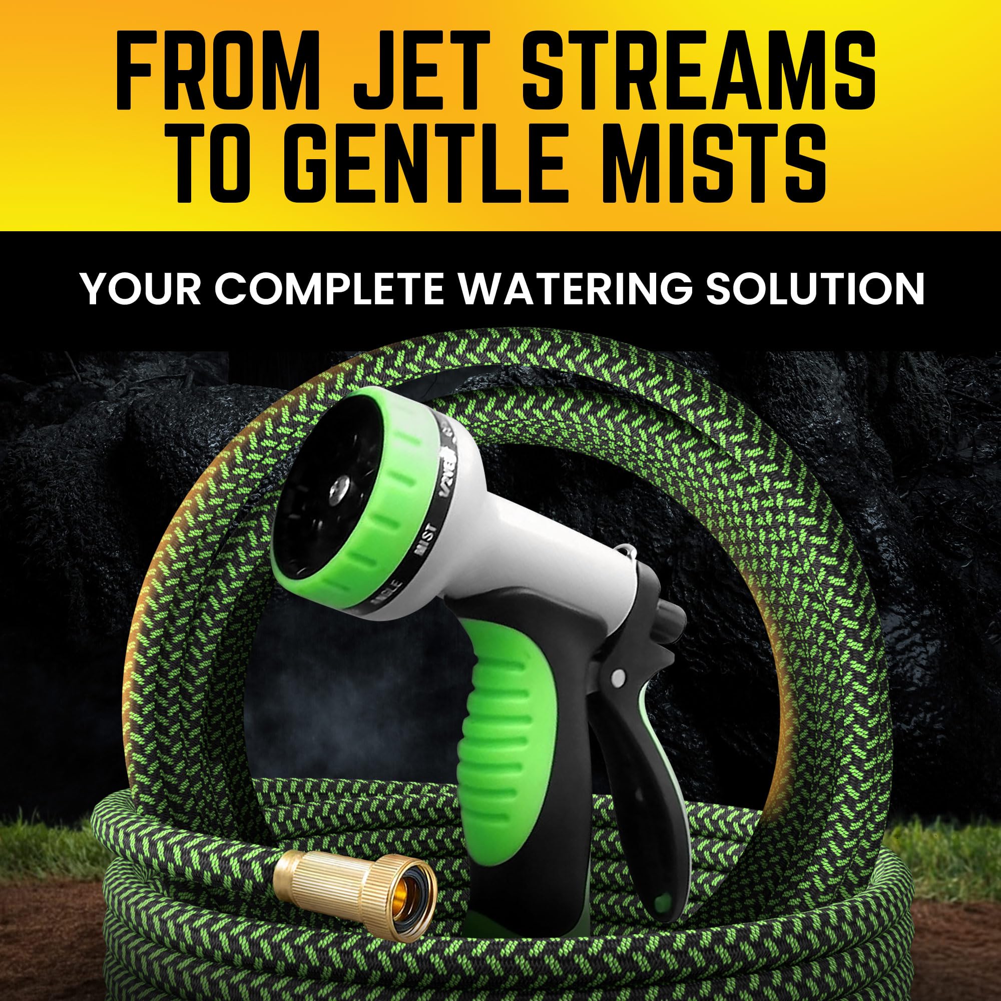 POWERFLOW heavy-duty hose suitable for gardens and vehicle cleaning.