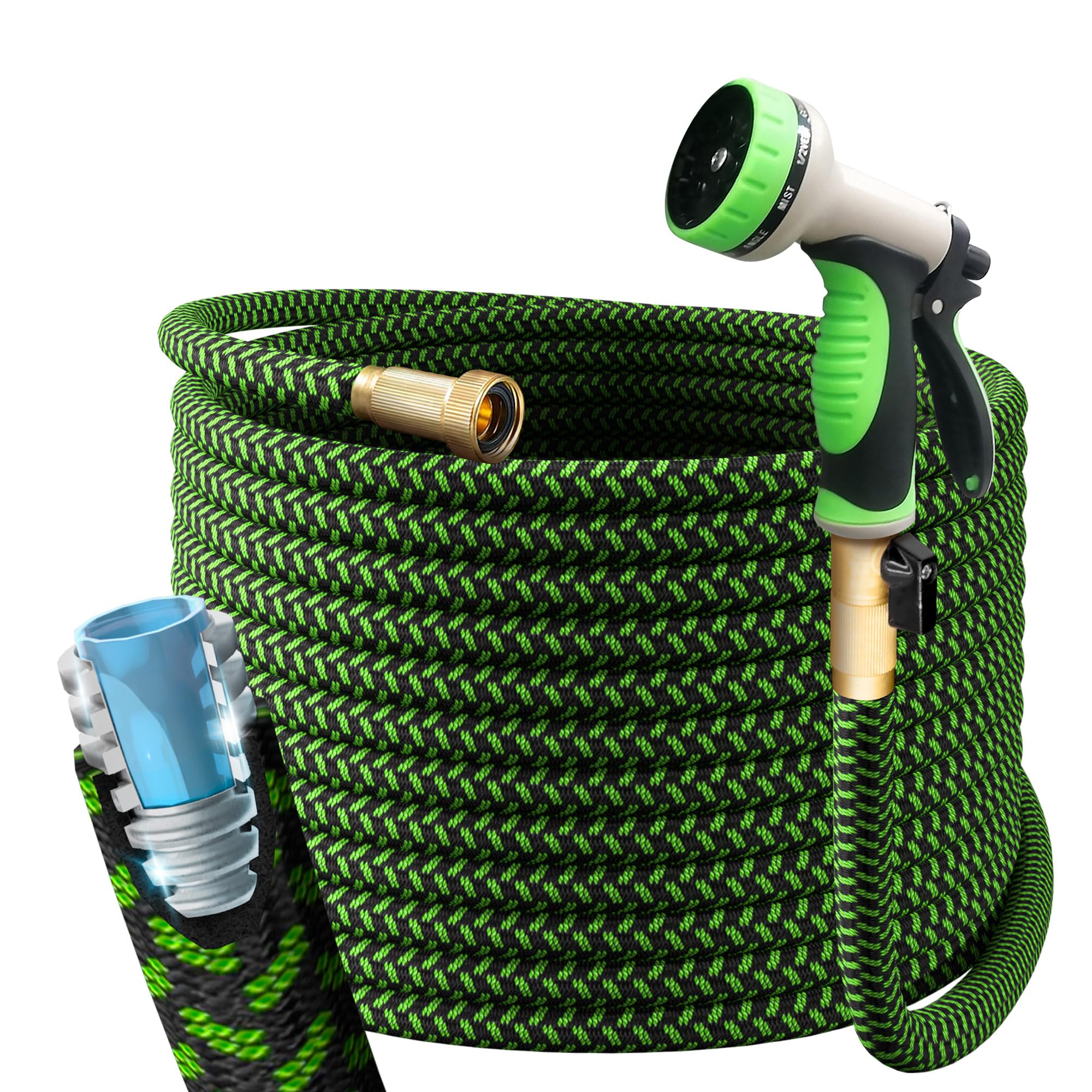 PowerFlow hose shown in use with easy leak-proof connection