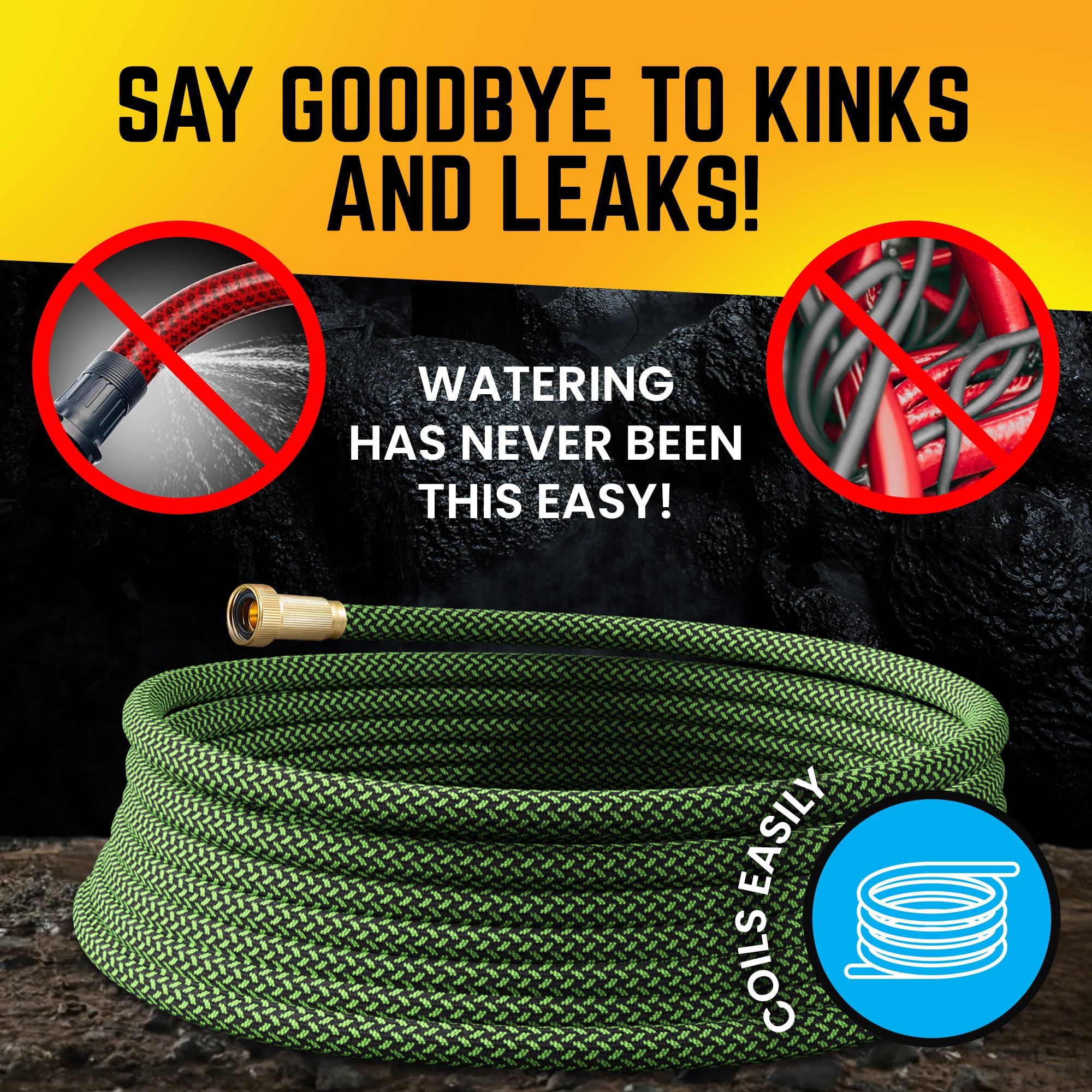 POWERFLOW 25 ft hose illustrating a non-expandable design for steady flow.