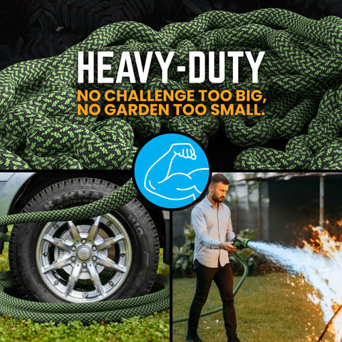 POWERFLOW hose highlighting non-expandable design for consistent reach.