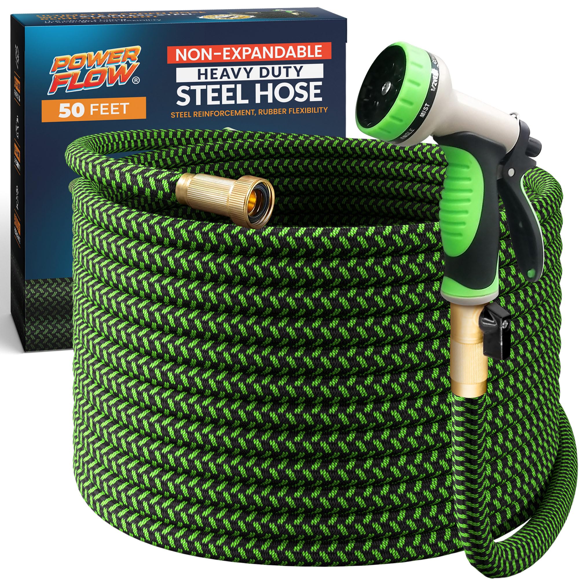 PowerFlow Garden Hose with stainless steel core for durable watering