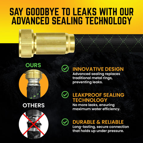 PowerFlow hose showcases stainless steel core construction for lasting strength.