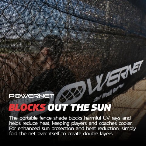 PowerNet shade cover installs quickly with bungee ties on a chain-link fence