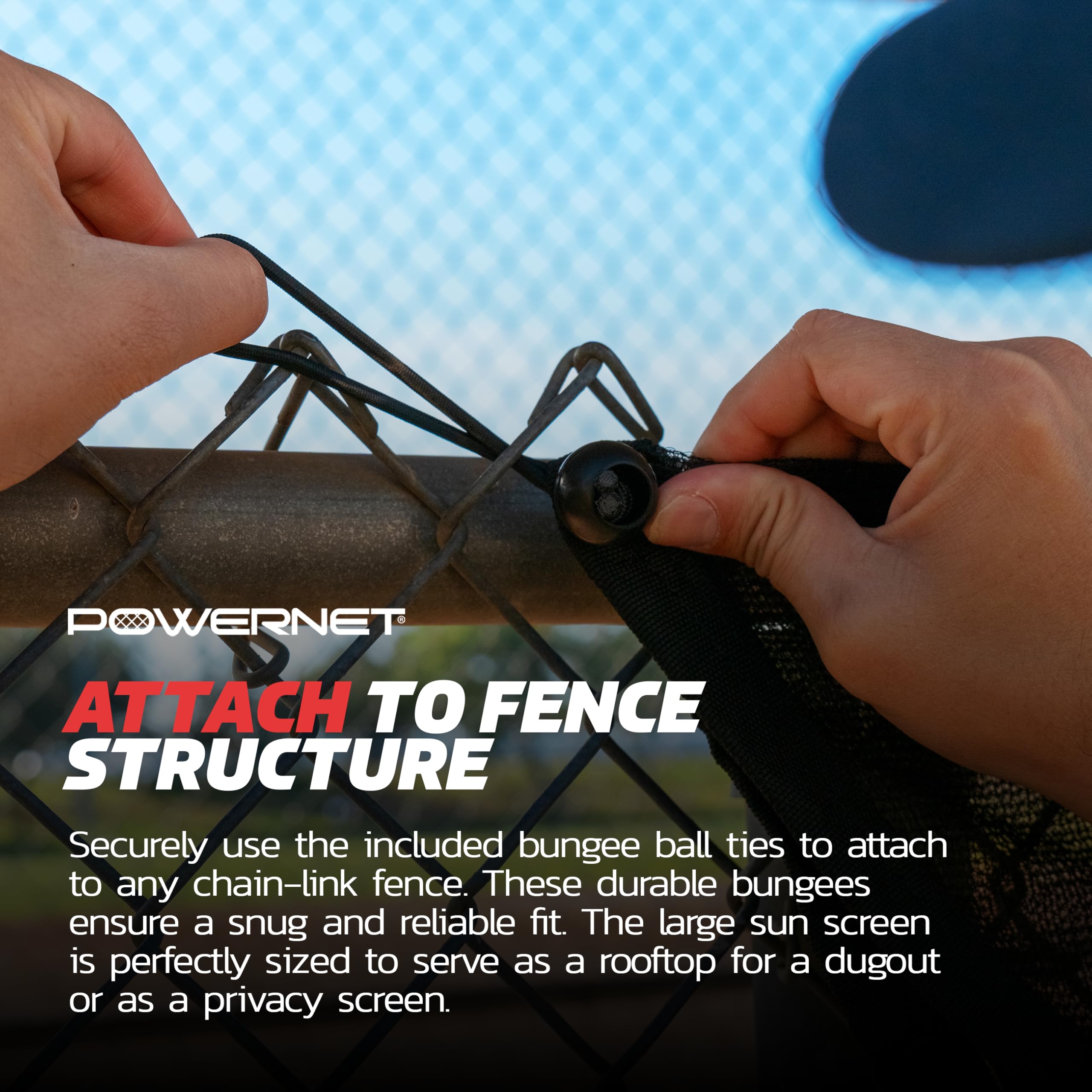 PowerNet sun cover doubles as privacy screen for dugouts