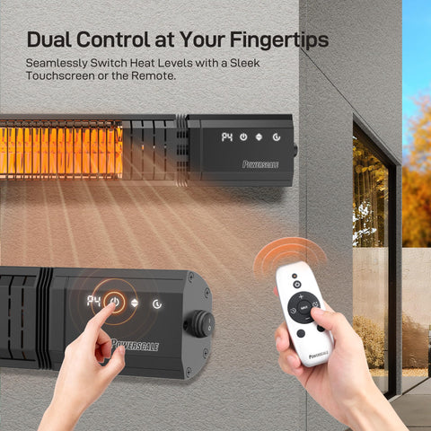 PowerScale infrared heater offers four adjustable heat levels for customized warmth.